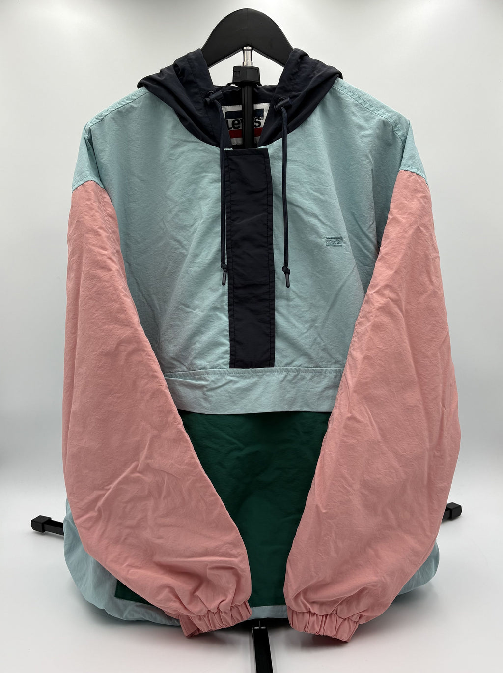 Levi's Colorblock Hooded Windbreaker Jacket Light Blue Pink Dark Blue - Image 1