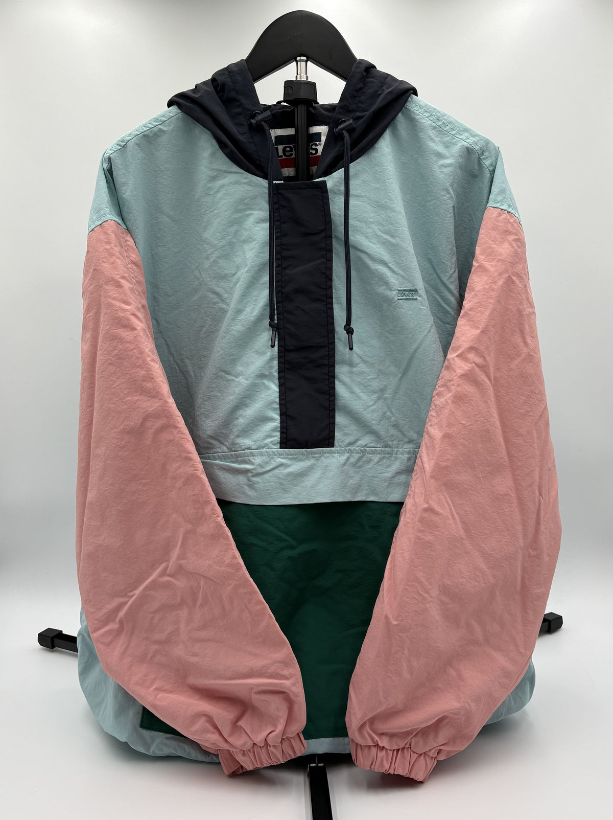 Levi's Colorblock Hooded Windbreaker Jacket Light Blue Pink Dark Blue - Image 1