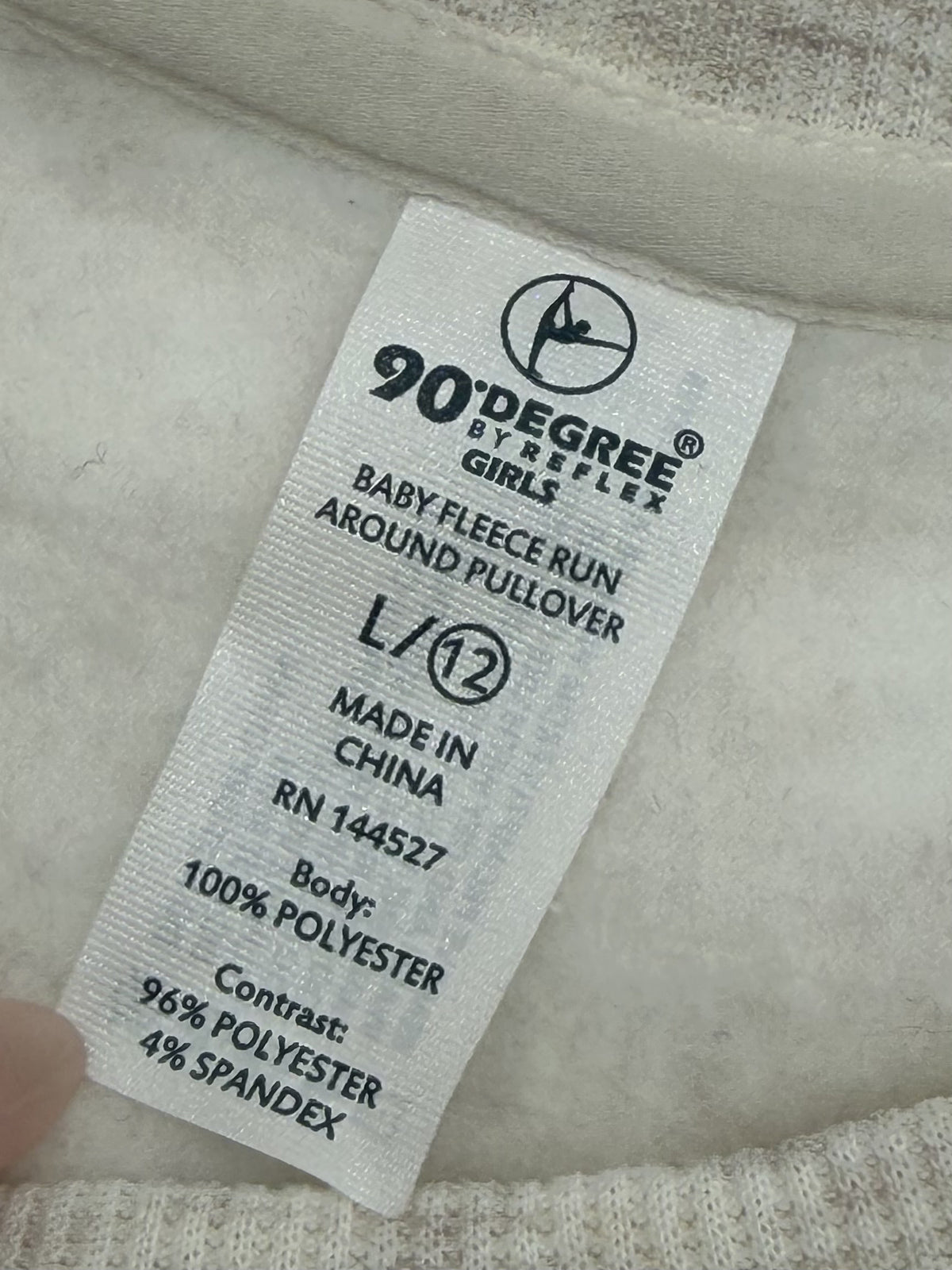 90 Degree by Reflex Babyfleece Run Around Pullover Sweatshirt Girls Large Beige Polyester - Image 3