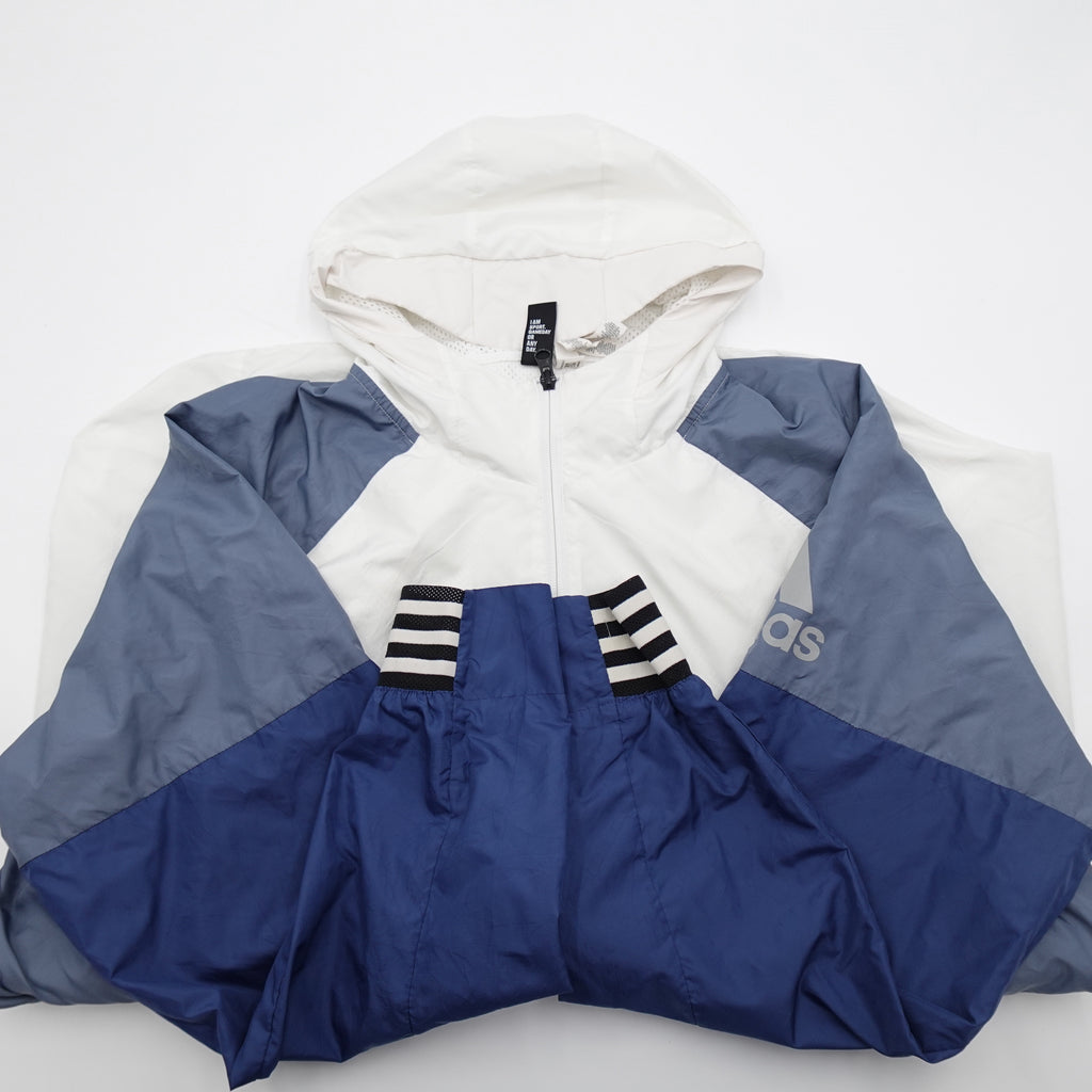 Adidas Colorblock Hooded Jacket Polyester Full Zip Windbreaker - Image 3