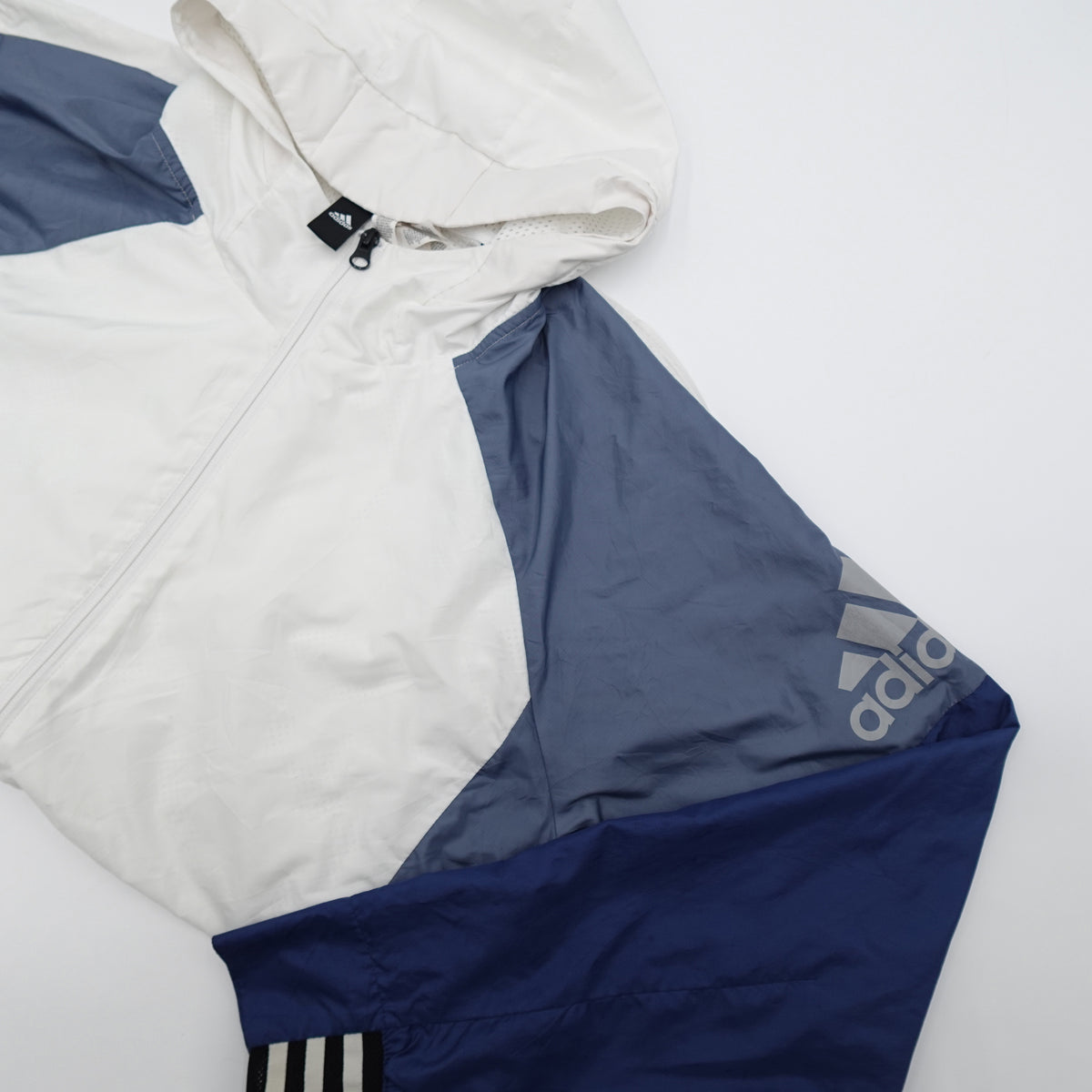 Adidas Colorblock Hooded Jacket Polyester Full Zip Windbreaker - Image 2