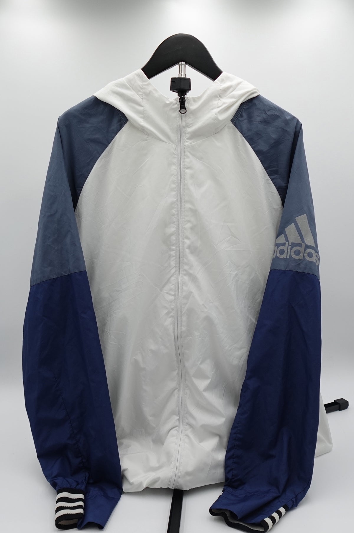 Adidas Colorblock Hooded Jacket Polyester Full Zip Windbreaker - Image 1