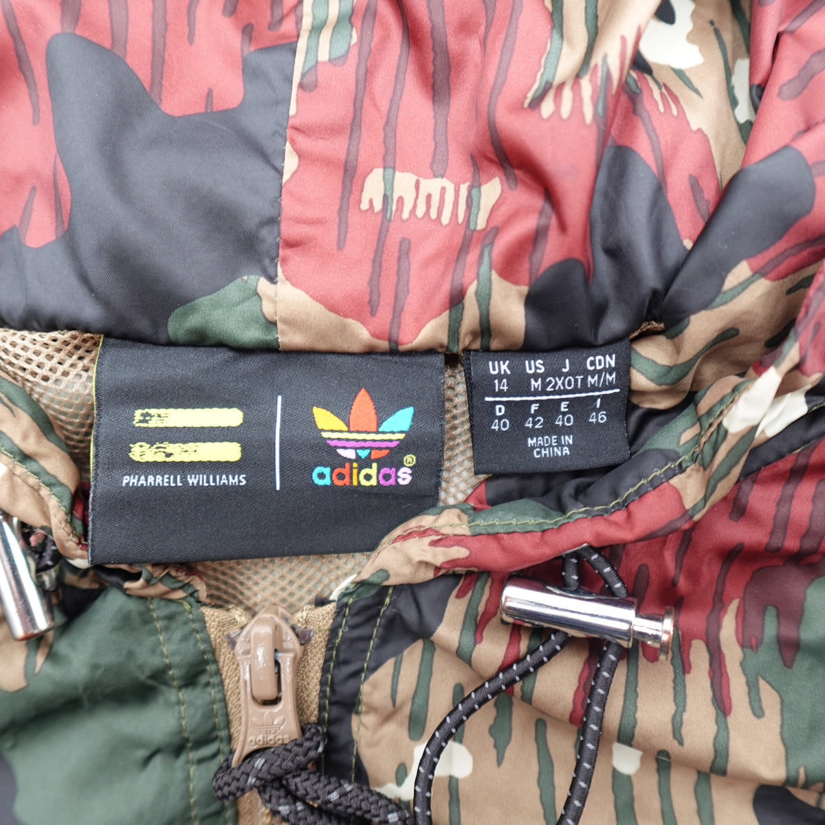 Adidas Pharrell Williams Medium Multicolor Camo Polyester Windbreaker Jacket - Image 4